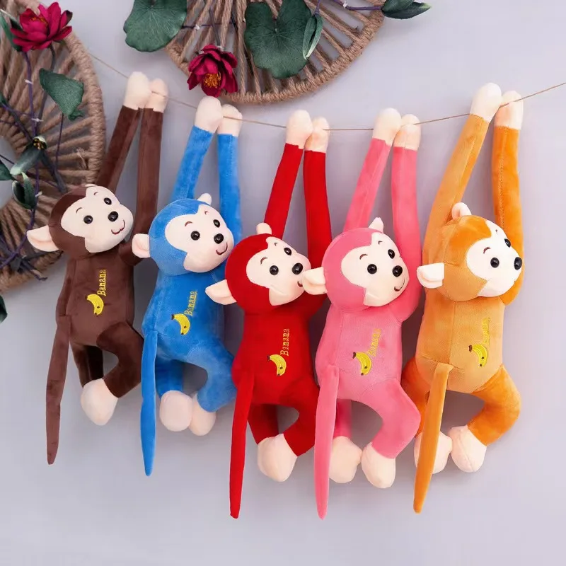 Wholesale In Stock 45/55/65cm Long Arm Monkey Plush Toy Hanging Monkey Lovely Button Monkey Soft Plush Kids Toys Gift