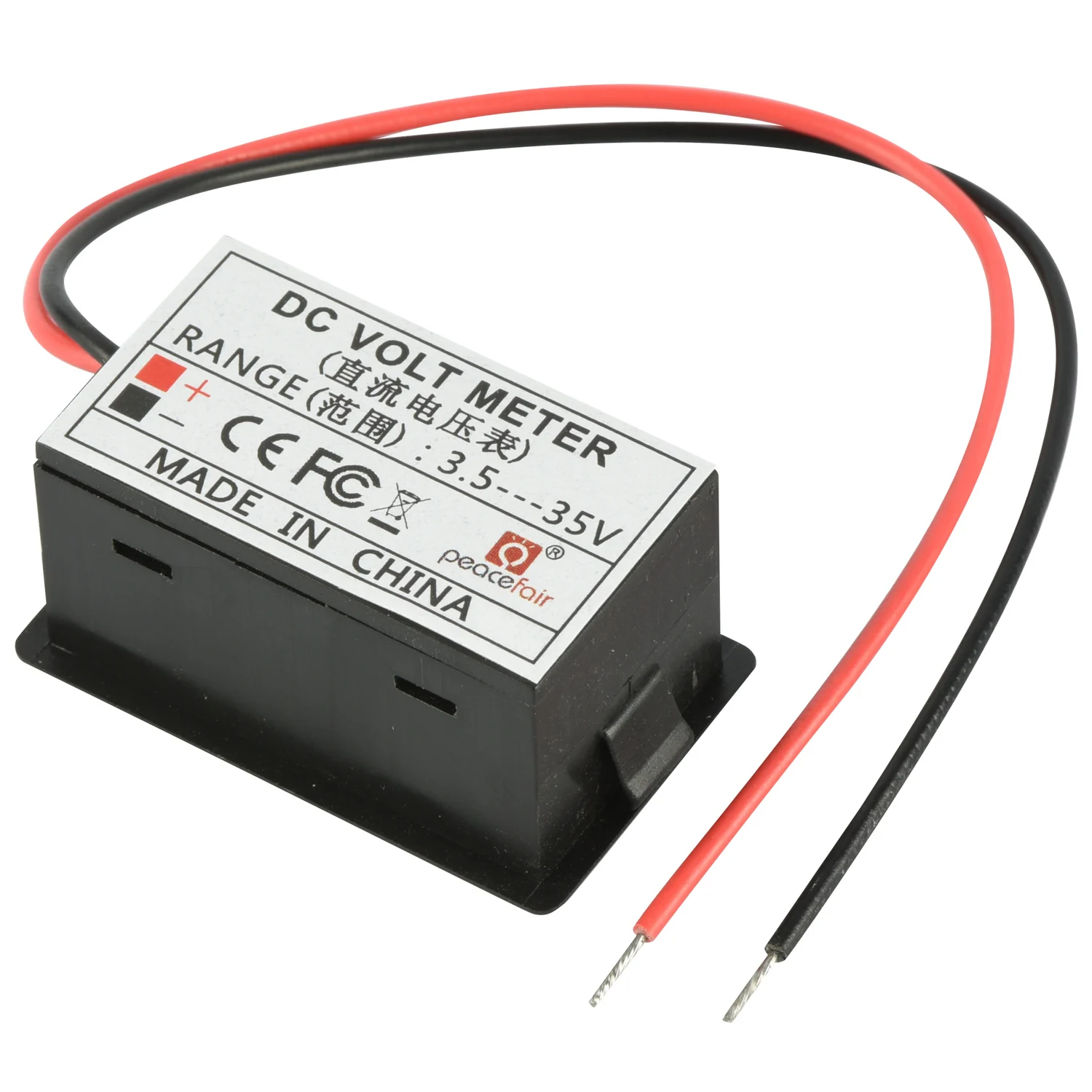 Peacefair PZVM-001 DC 0.36 inch Reverse Protection Red/Blue/Yellow LED Digital Panel DC Mini Voltmeter 12V