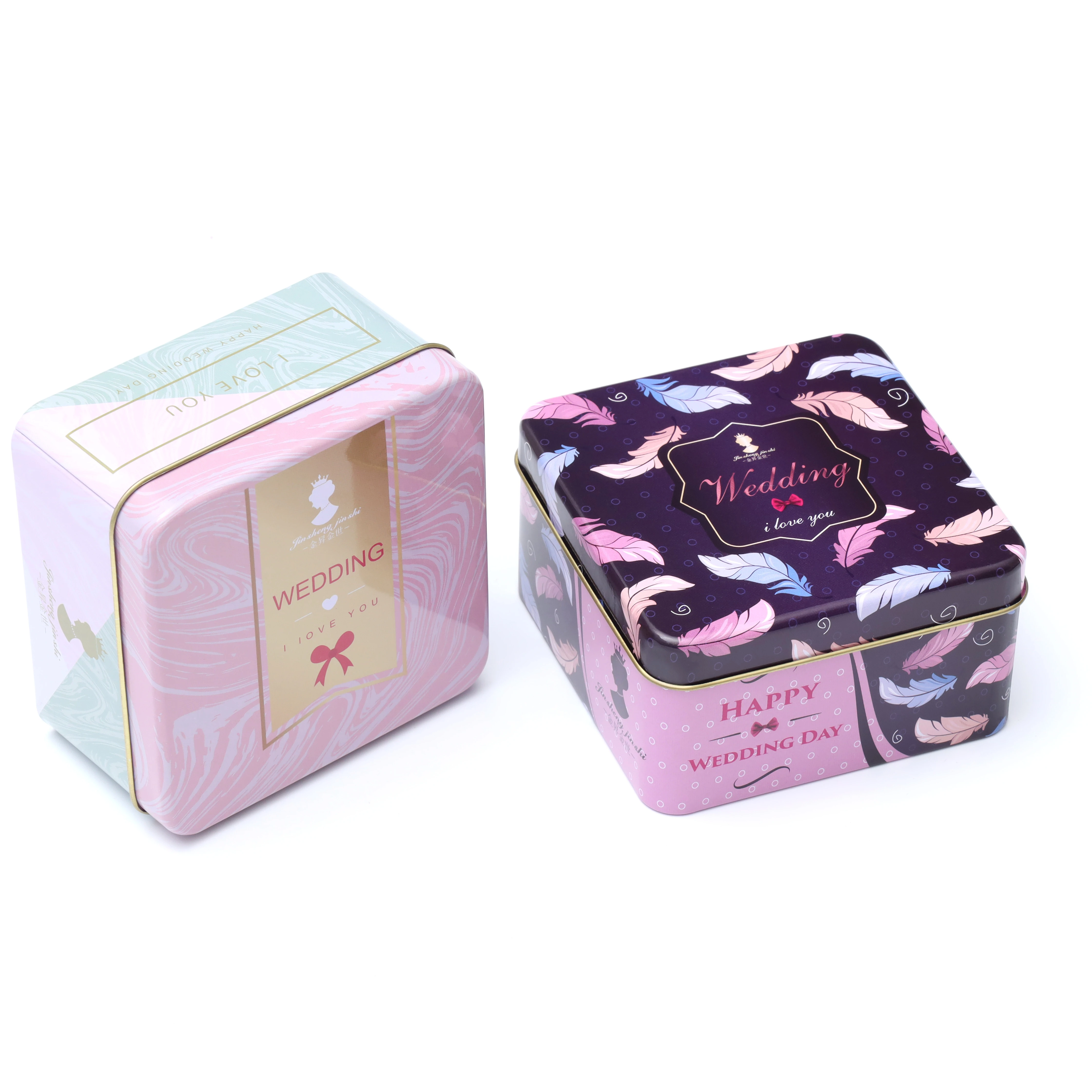 Small Square Tin Hair Accessory Cute Candy Collect Souvenir Storage Box For Kids Gift Wedding iron box