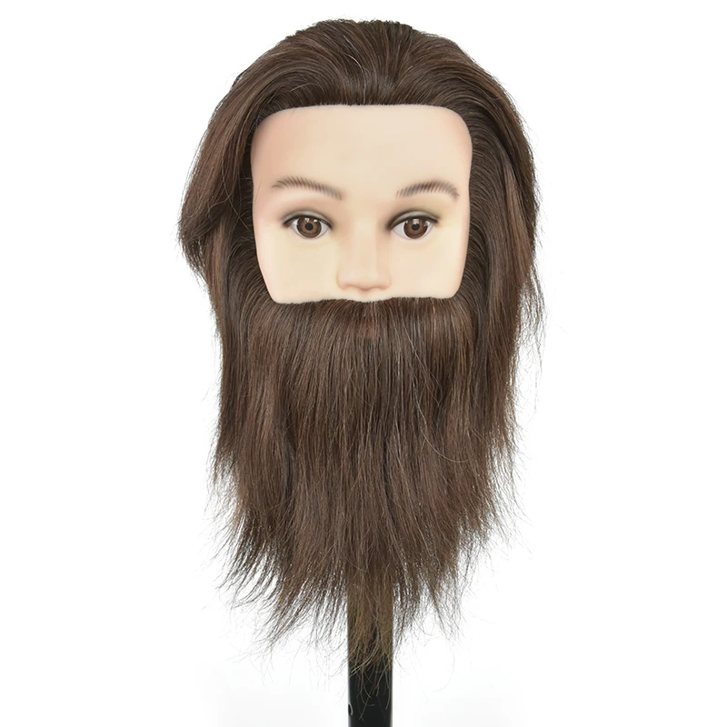 Hot selling 100% human hair male barbering training head saloon barber mannequin head male with beard
