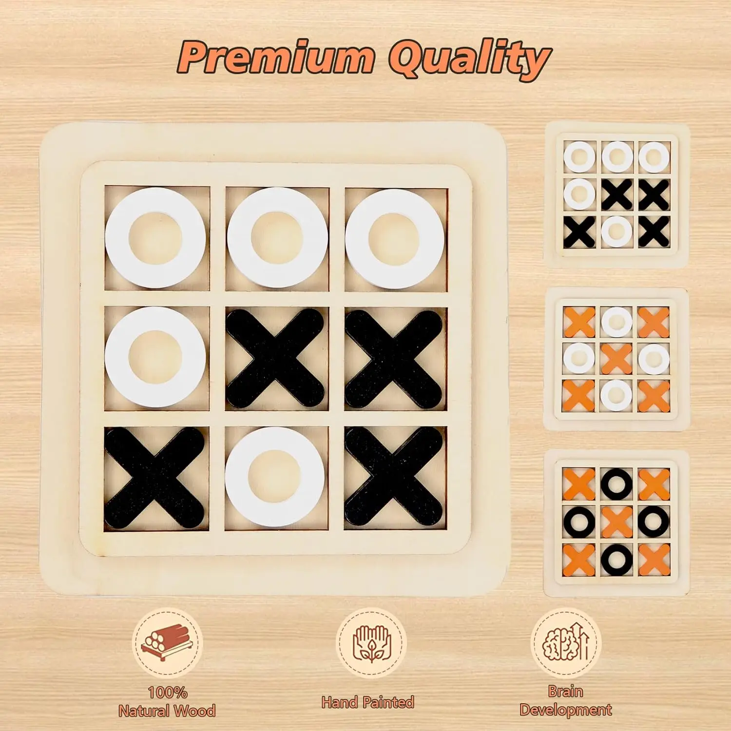 XO Table Toy Puzzle Games Classical Noughts and Crosses for Indoor Outdoor Coffee Table Decor,Wooden Board Tic TAC Toe Game