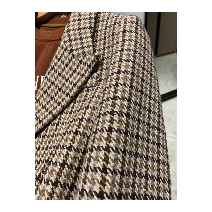 
Factory Top Quality Supply Houndstooth Plaid Ladies Wool Suits 
