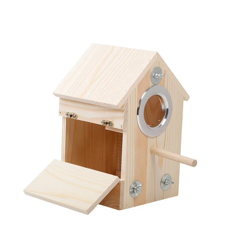 Modern Hanging Wood Birdhouse Kids Natural Wooden Bird House Outdoor
