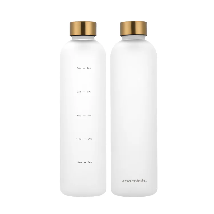 5$ free shipping sustainable personalized tritan outdoor water bottle plastic frosted with time marker