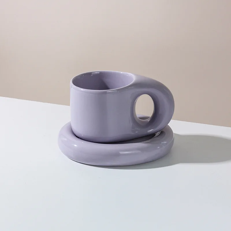 Hot Selling Big Handle Breakfast Coffee Cup Fat Ceramic Mug chubby coffee mug