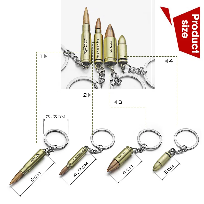 2022 High Quality Promotional Custom Gold Metal Antique Gold Bronze Gun Bullet Luxury Car Keychain
