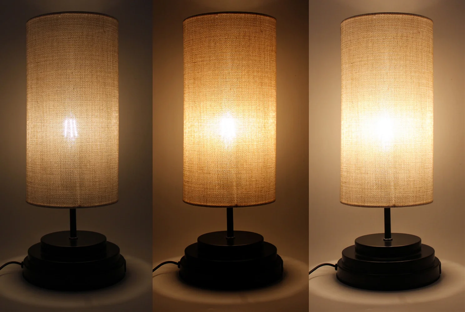 Bedroom Living room lamp New Design Fancy Fabric Table Lamp with sleep mode  Linen yellow white fabric Fabric Round Lampshade