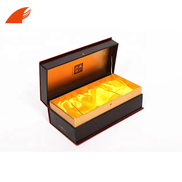 Custom Luxury  High Quality Chamshell Paper Wine Glass Packaging Boxes With Yellow Foam Insert Wholesale