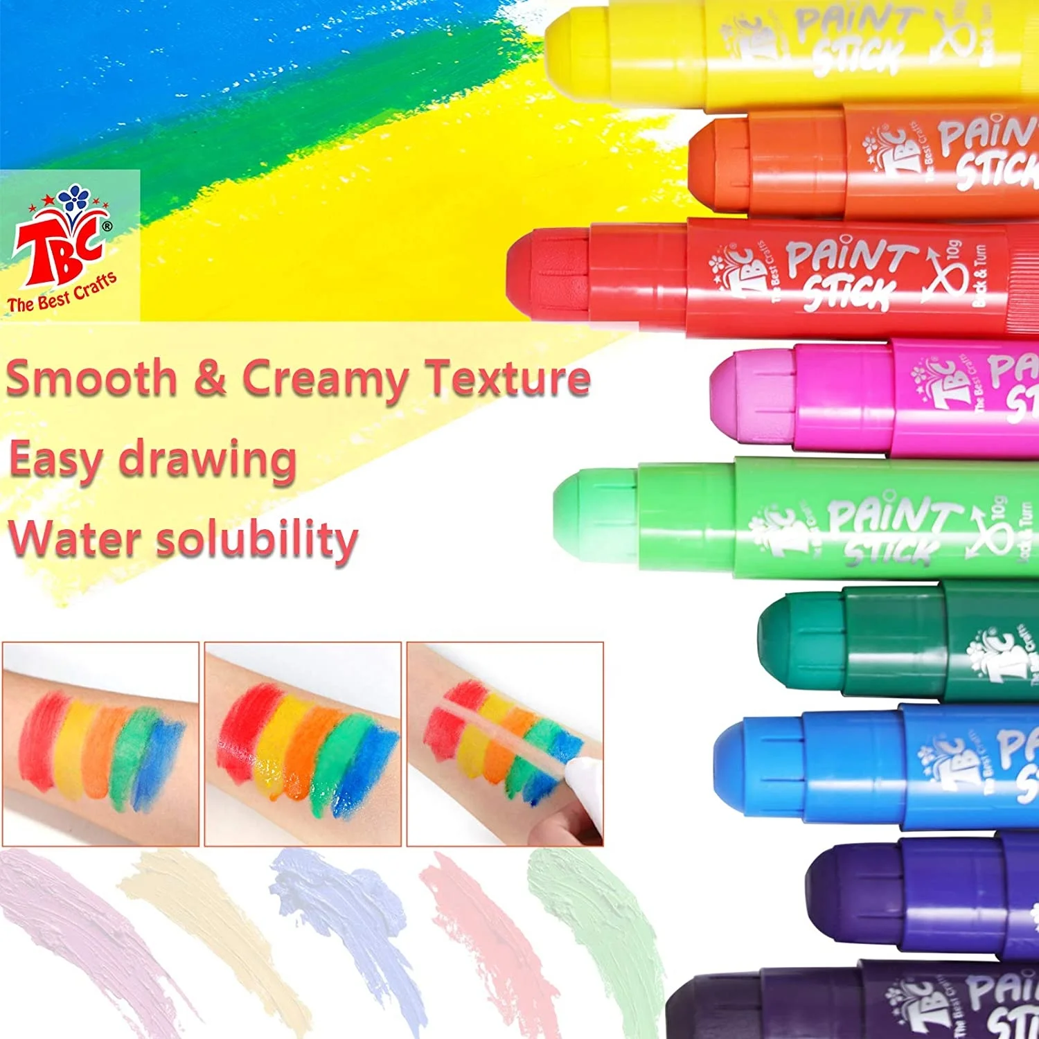 Factory direct sell stock 12 colors quick dry tempera painting sticks for kids crafts