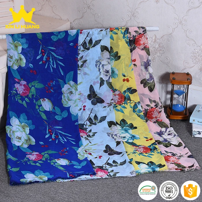New Arrived Beautiful Design 100% Polyester Flower and Butterfly Printed Chiffon Fabric