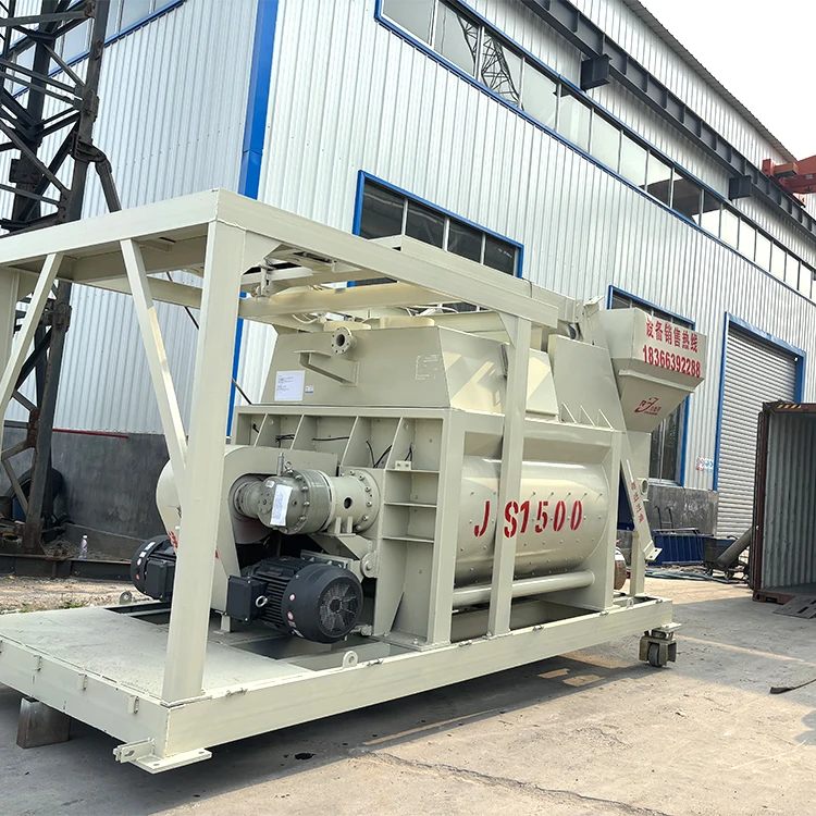 Popular Concrete Machine Js1500 Double Horizontal Shaft Concrete Mixer