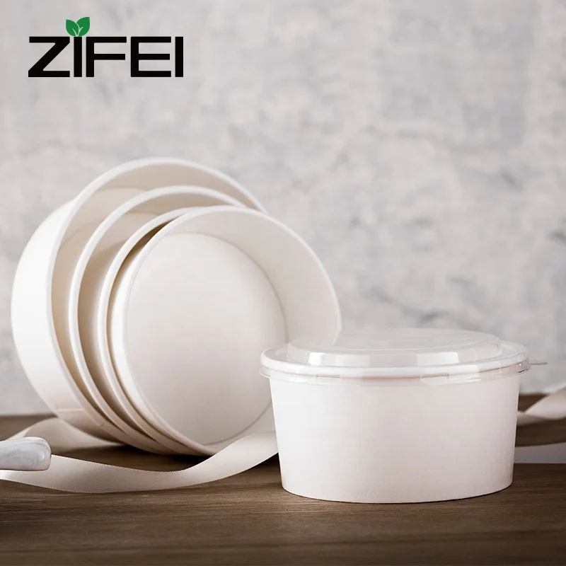 Горячая Распродажа, Высококачественная Белая Салатница из крафт-бумаги пищевого класса с крышкой