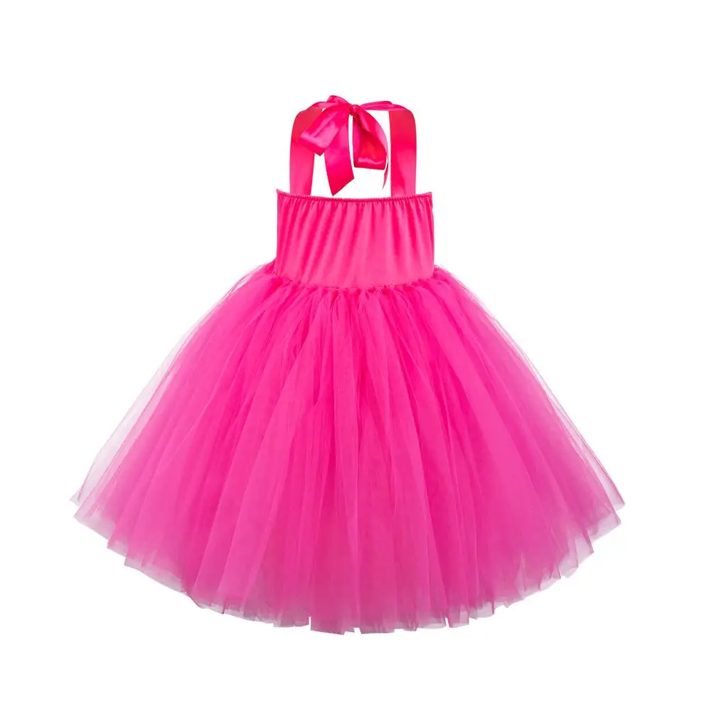 Newest Movie Hot Pink Dress Evening Cosplay Costume Real Life Film Dress Gown Halloween For Woman and Girls Tutu Dress