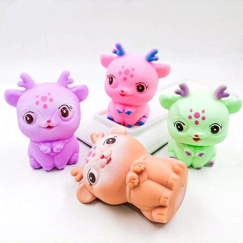 Cartoon Sika Deer Sensory Gadget Colorful Soft Elastic Toy TPR and Plastic Material Helps Kids Reduce Anxiety for Girls