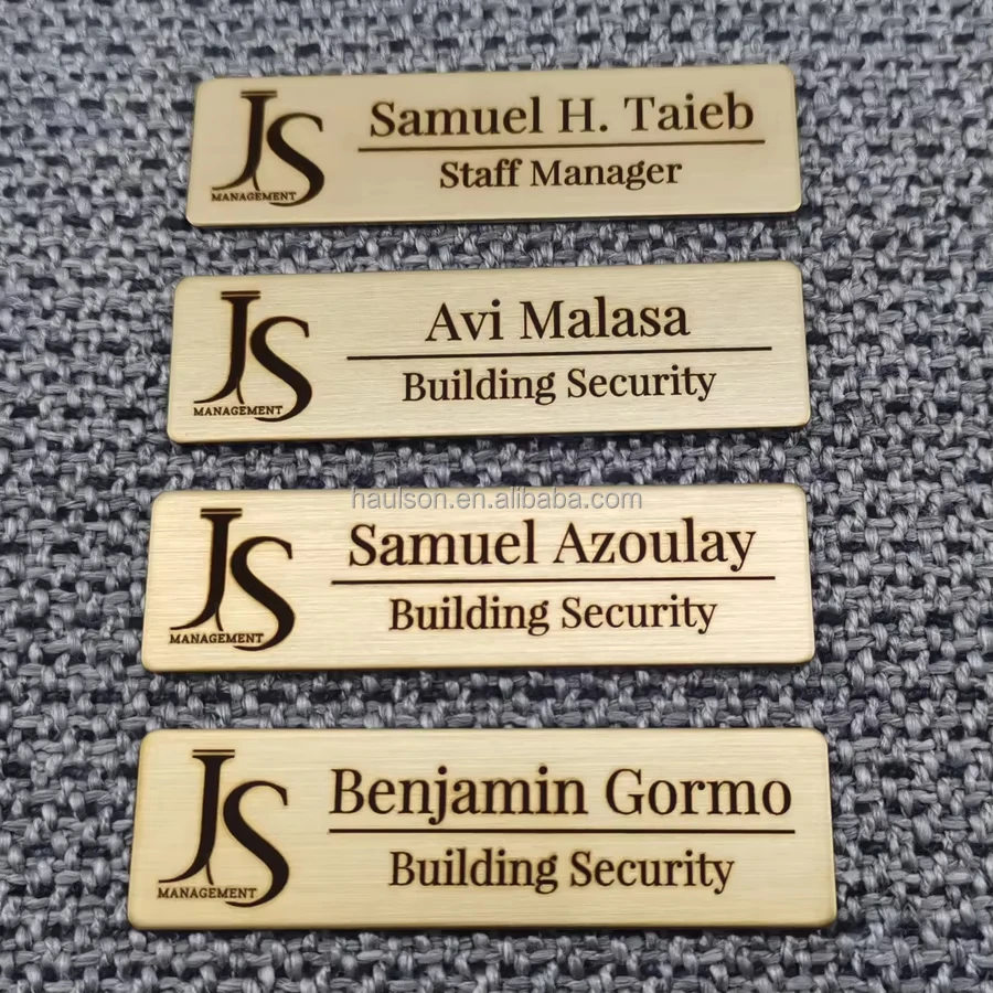 70 * 20mm Customized Personalized Brooch Laser Engraved Name Letters Tags Badges Business ID Mailbox Tape Magnetic Buckle Pin