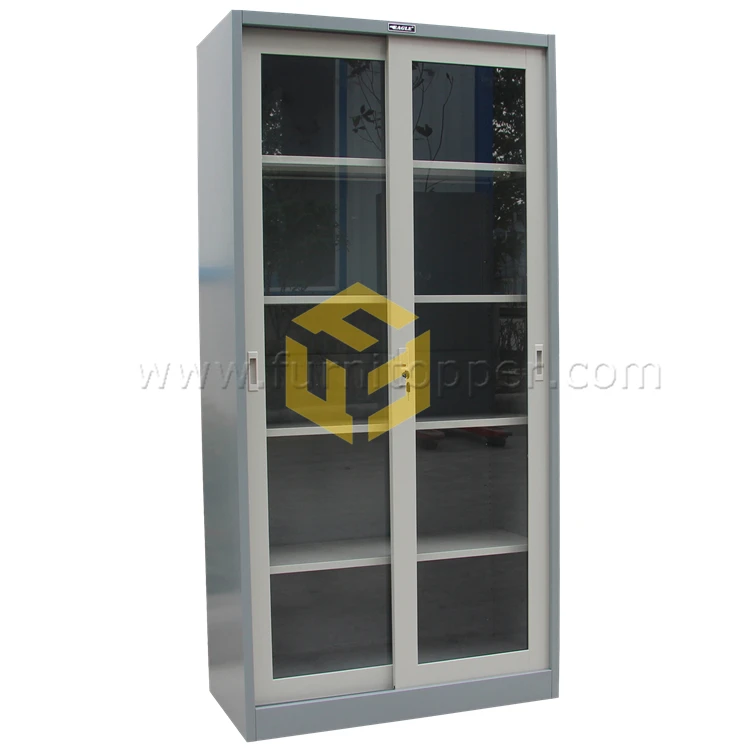 Office Steel Furniture Sliding Glass Door Display File Cabinet Steel Metal Filing Cabinet Cupbord