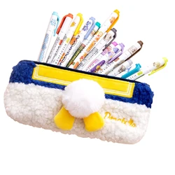 Wholesale Girls Colorful Cute Fur Pencil Bag School Stuffed Soft Pencil Case Creative Plush Pen Bag