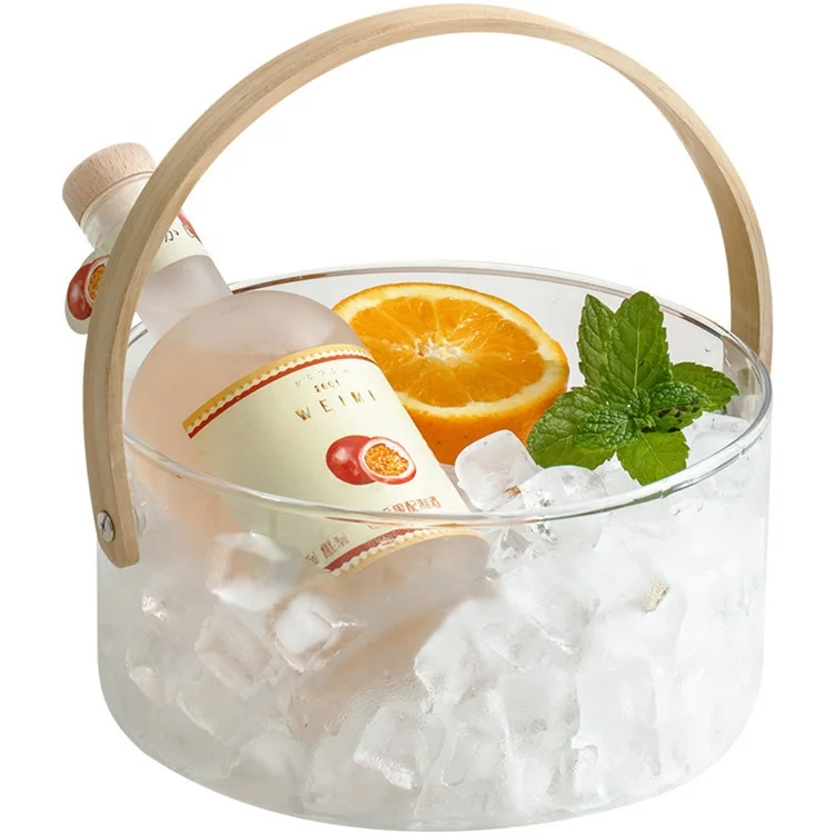 
 Creative fruit bowl living room home Nordic wind bamboo cane portable  glass wine barrel ice buckets   (1600301084457)