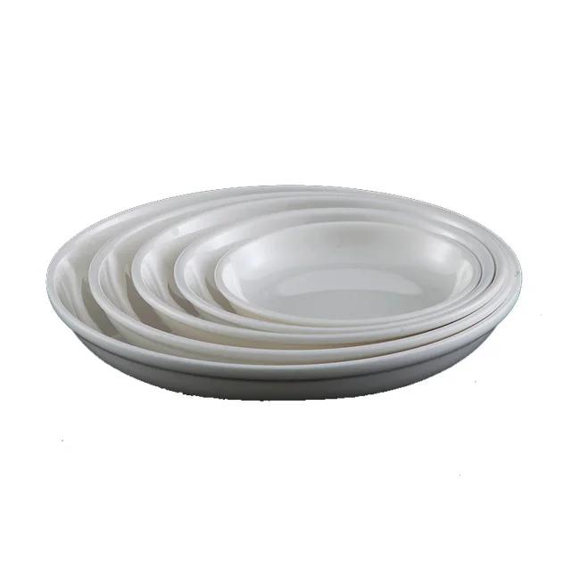 
Factory Direct Wholesale Break-resistant Tableware Plate Set White Round 100% Melamine Soup Plate for Restaurant Banquet Party 