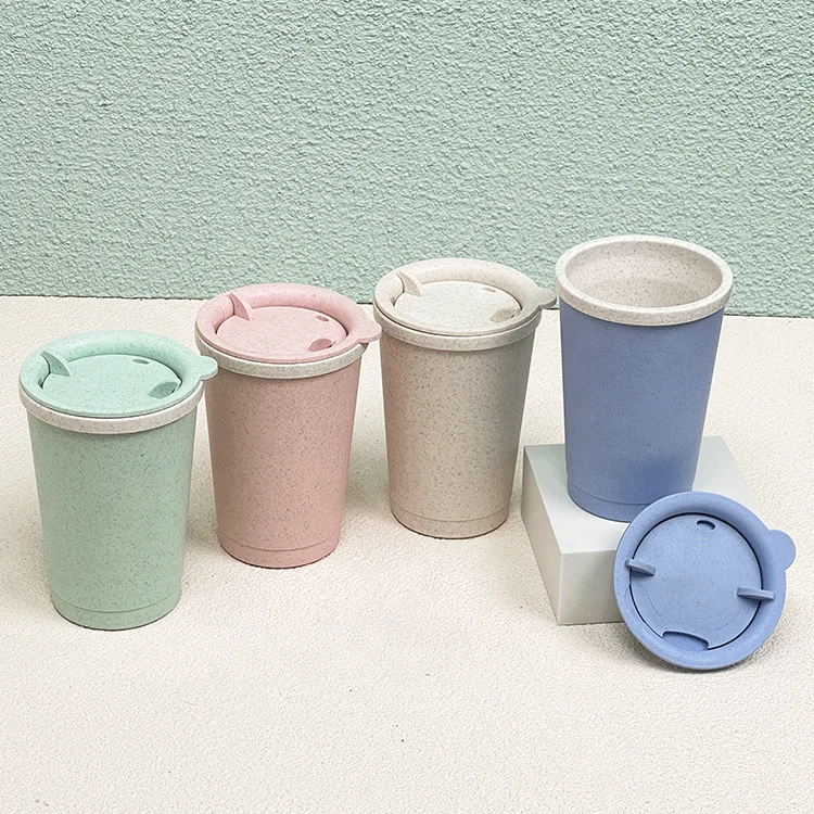 Portable Reusable Custom Eco Friendly Travel Wheat Straw Hot Coffee Cup
