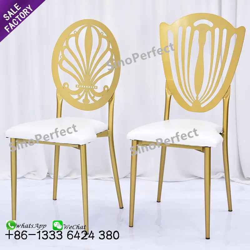 Wholesale Round Back Bow Luxury Golden Stackabl Gold Cross Back Wedding Chairs For Event