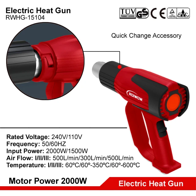 2000W Portable Electric Hot Air Heat Gun Temperature For Plastic Welding Shrink Tubing Soldering Station Craft Heat Gun Machine