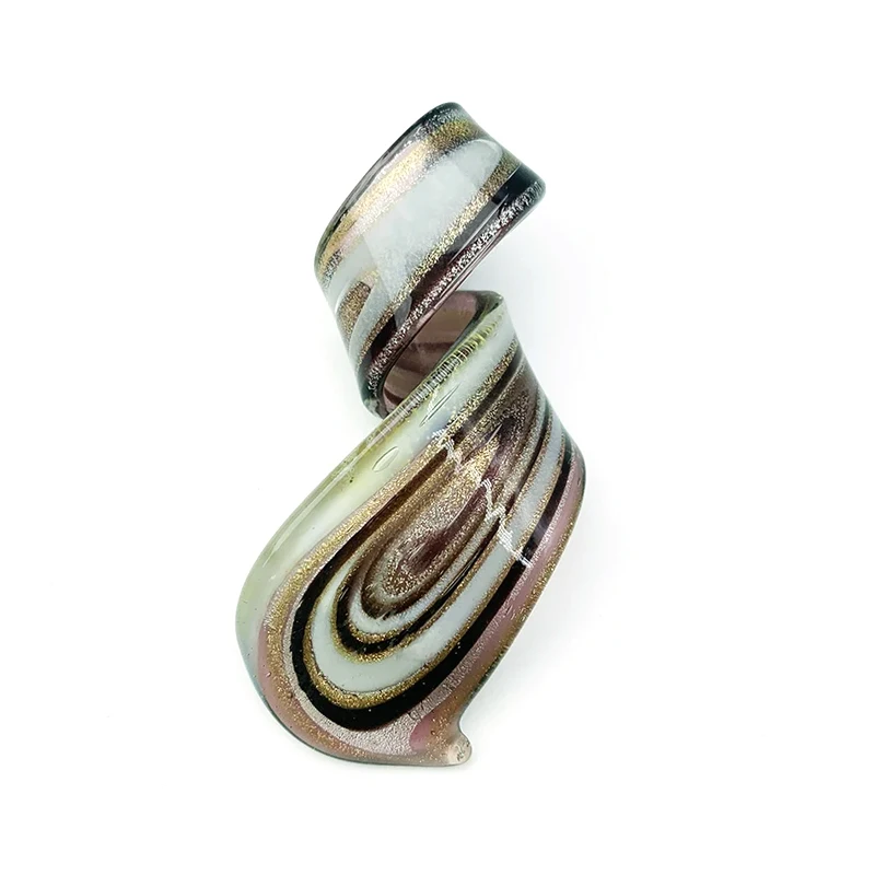 Murano Glass Lampwork Art Twisted Curl Artisan Handmade Necklace Pendant Aqua Blue Gift for Women