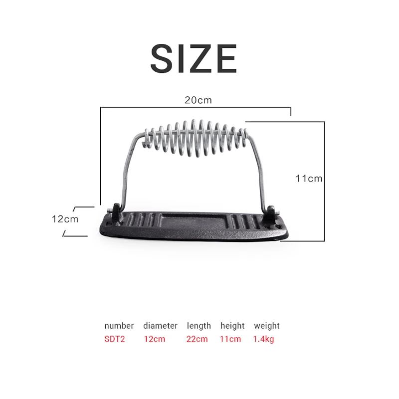 Cast Iron  Barbeque Accessories BBQ Meat Bacon Press With Spring Handle