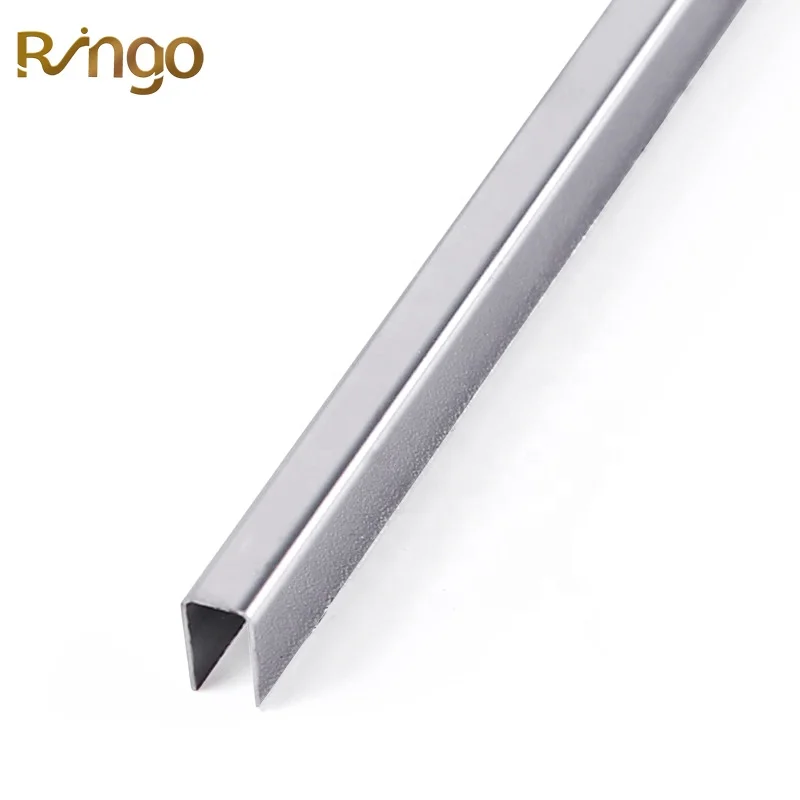 Home Design Customized Size Silver Color Wall And Floor Decor Trims Stainless steel U-Shaped Dividing Strip Edge Cover Trims