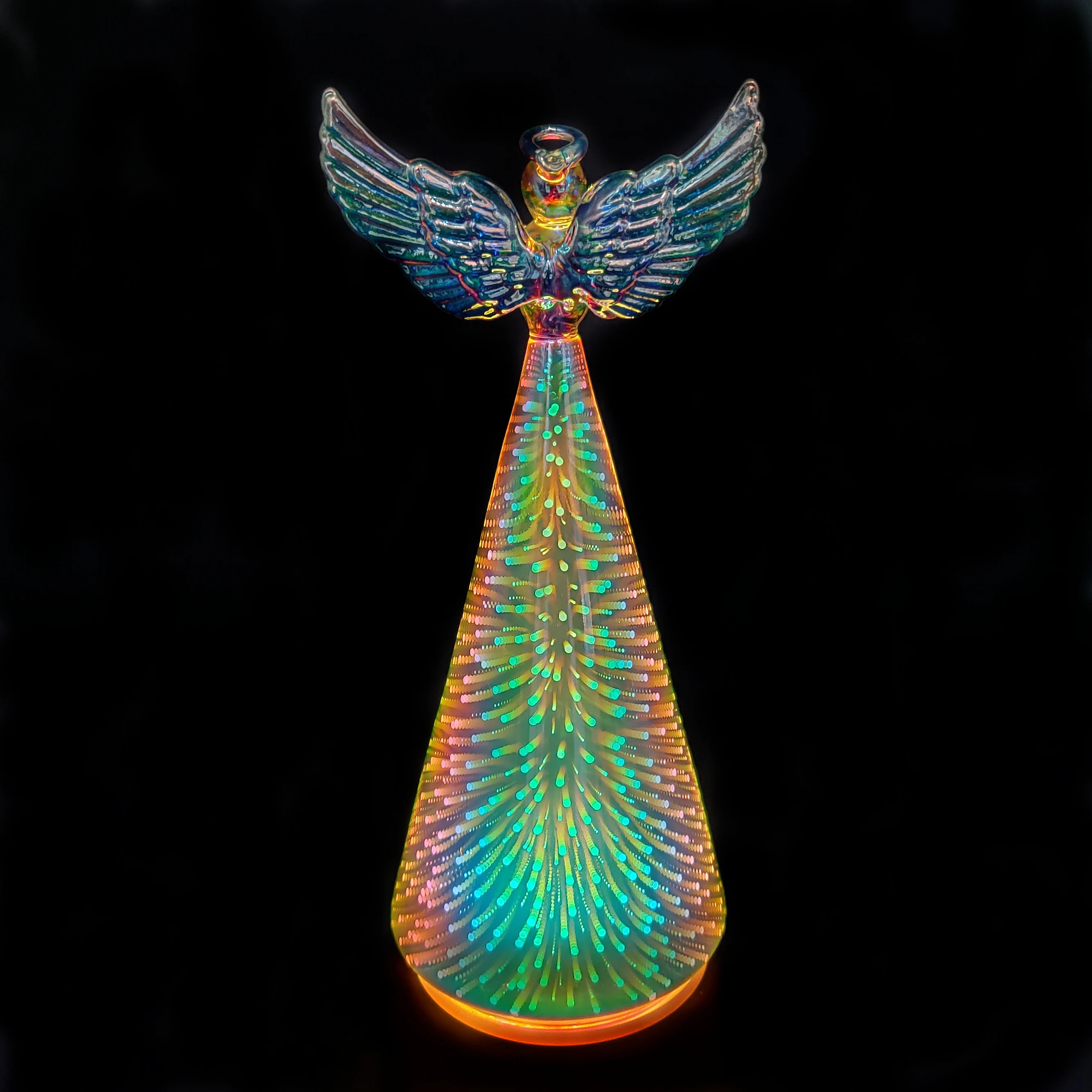 Wholesale battery powered led light Christmas glass angel decorations for home