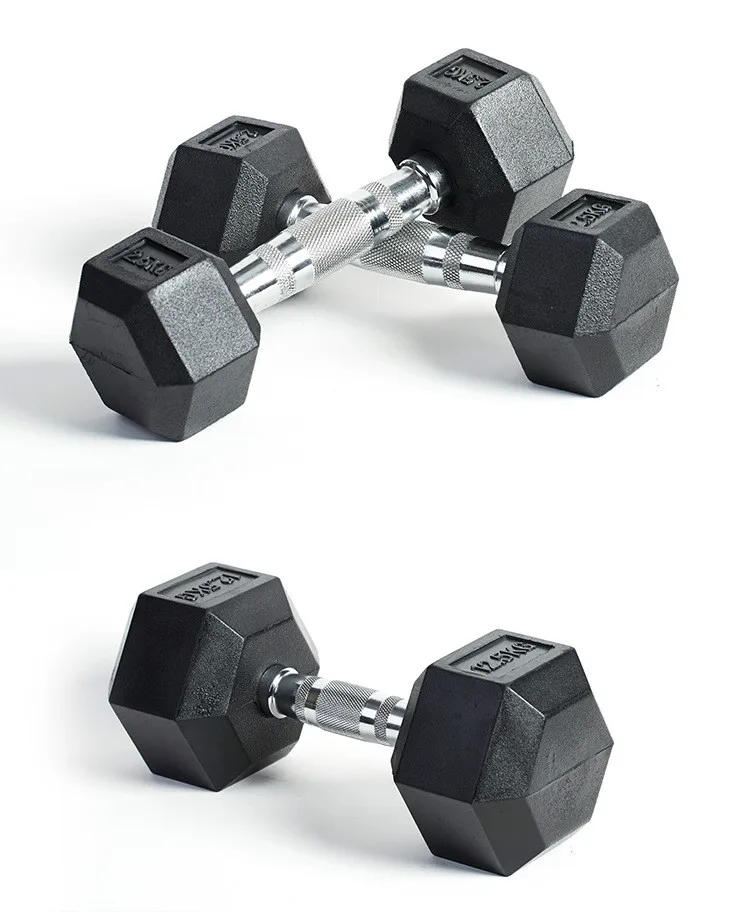 Fitness equipment Hex Dumbbells 2.5kg-50kg The cast iron covered Rubber Dumbbell set for men and women home or gym weightlifting