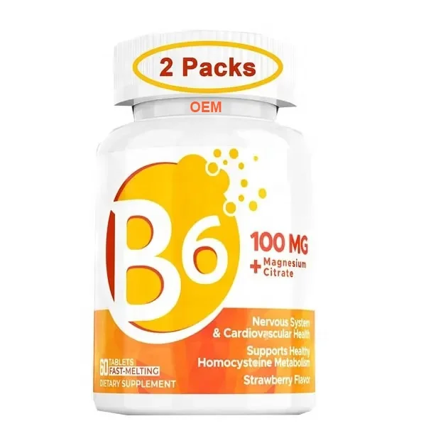 Vitamin B6 Fast Dissolving Tablets With Magnesium Vitamin B-Complex Dietary Supplement Vitamin B6 Tablets