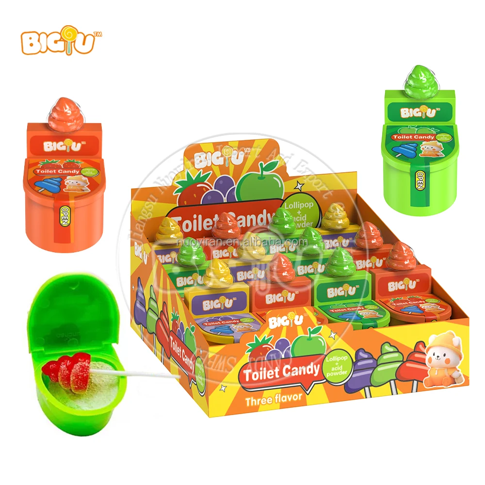 Factory Wholesale Halal Sour Fruit Flavor Lollipop Hard Candy Funny Toilet Toy candy sweets
