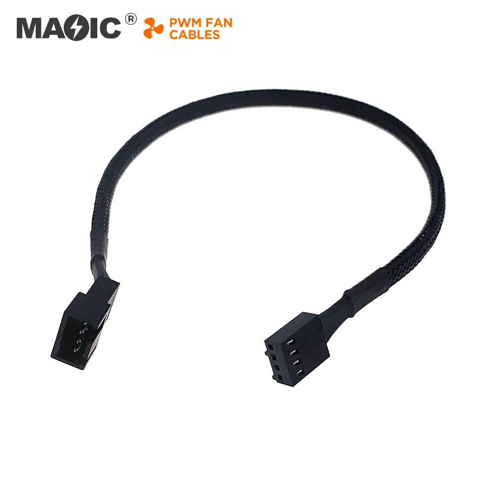 2021 Newest 30cm Male Mini 4-Pin GPU Fan to Female 4-Pin PWM Black Sleeved Adapter Cable 4 Pin Fan Extension cable for Computer