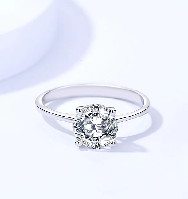 2 Ct White Gold 8x8mm Round Brilliant Cut Moissanite Ring