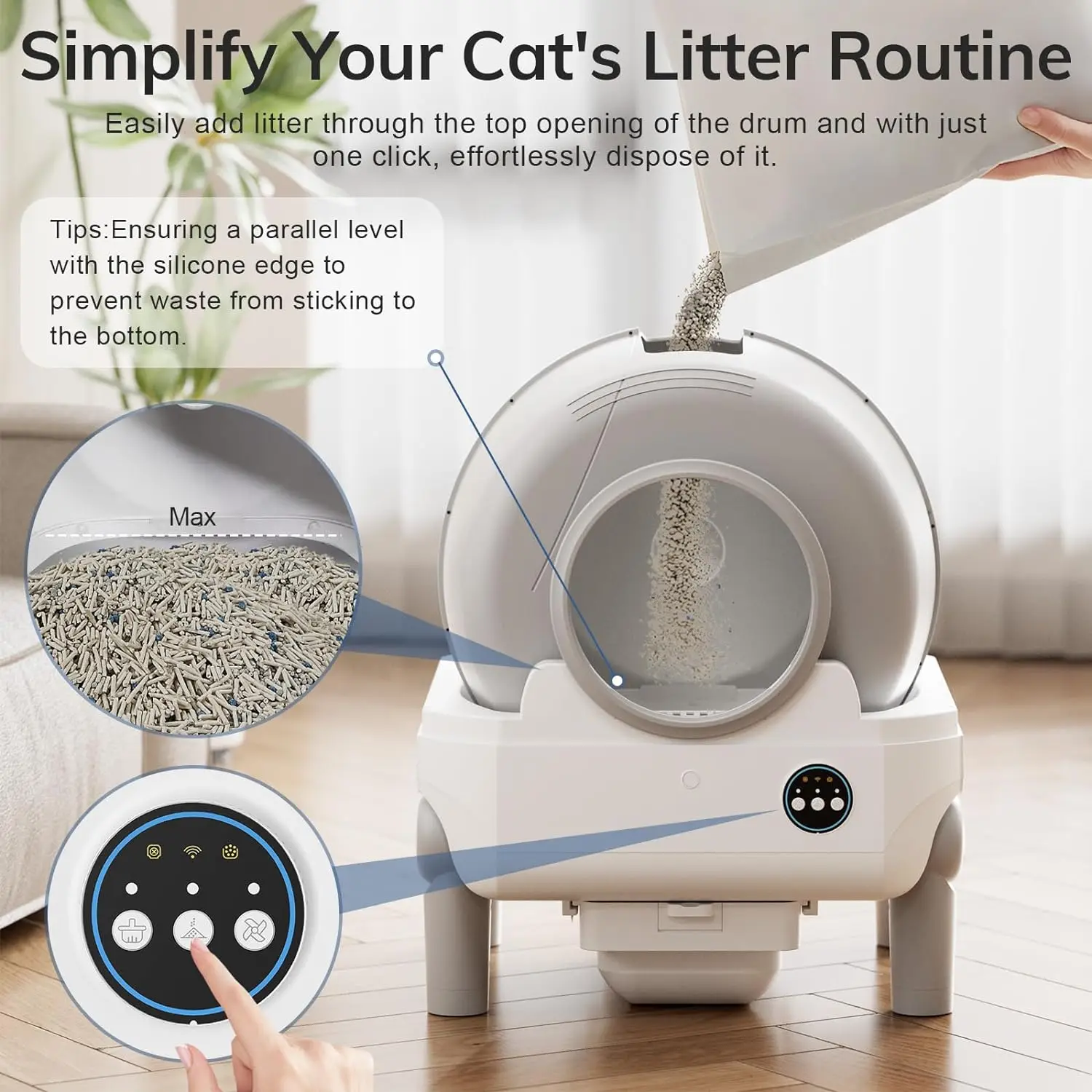 Hot Selling App Control Large Automatic Cat Litter Box  poop shoveling Anti-Belt Sand Anti-Splash