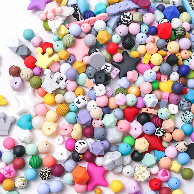 Wholesale 100pcs Colorful 15mm Food Grade Silicon DIY Baby Teether Beads Molar Beads Loose Beads Set