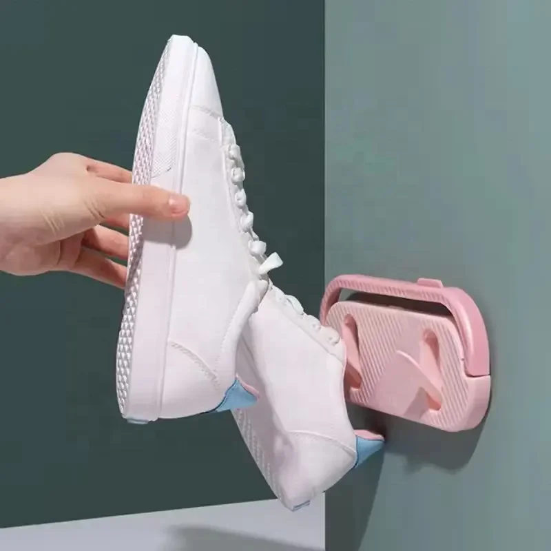 yuyang storage rack white wall-mounted Portable space-saving plastic sturdy adhesive bathroom slipper shoe rack