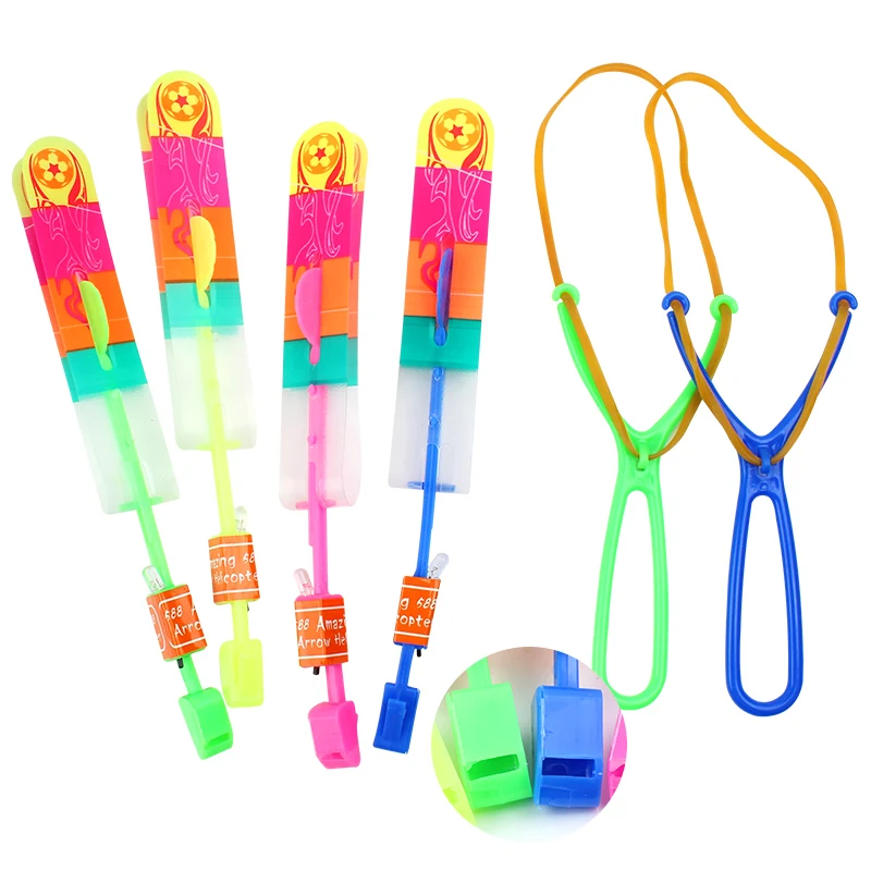 Novelty LED Flashing Fly Slingshot Arrow Light Up Flying Helicopter Outdoor Flash Toy Birthday Party Favors