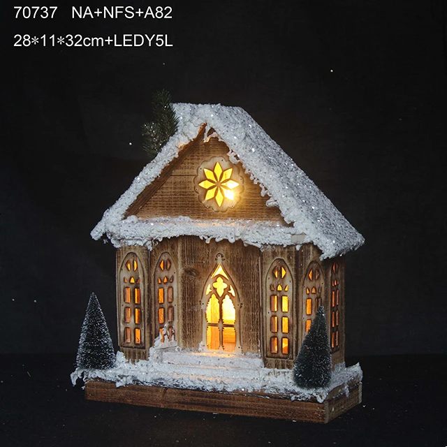 led lighted wooden house with lights for Christmas festival decoration