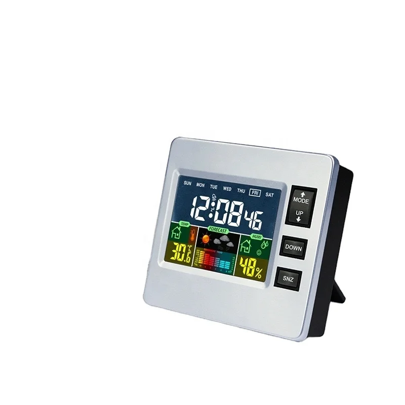 Colorful LCD wall clock multi-function Smart table desk alarm clock with Weather Station