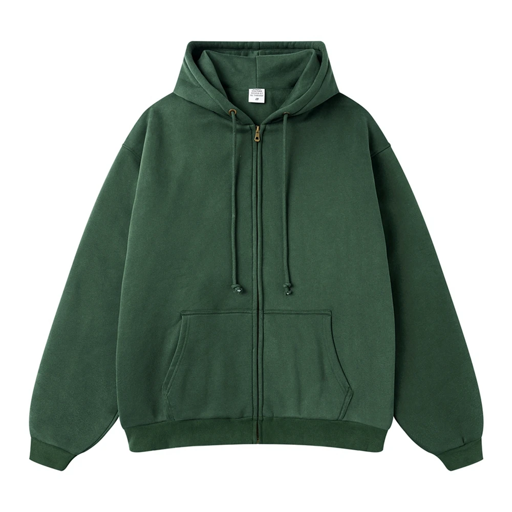 Men High Quality Cotton Thick Heavy French Terry Zip Up Hoodie Custom Drop Shoulder Oversized Hoodie