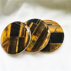 Roundness Coasters crystal coaster tiger eye quartz slices Tea Cup Pad