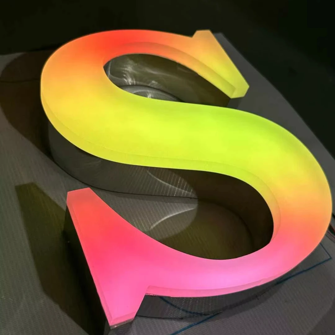 RGB full color Business Building Led Signage Letters Stainless Metal Led channel Illuminated Front -lit letter Signs