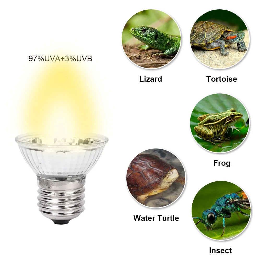 Hot Reptile Lamp 25/50/75W UVA+UVB 3.0 Pet Heat Lamp Bulb Turtle Basking UV Light Bulbs Amphibians Lizards Temperature Control