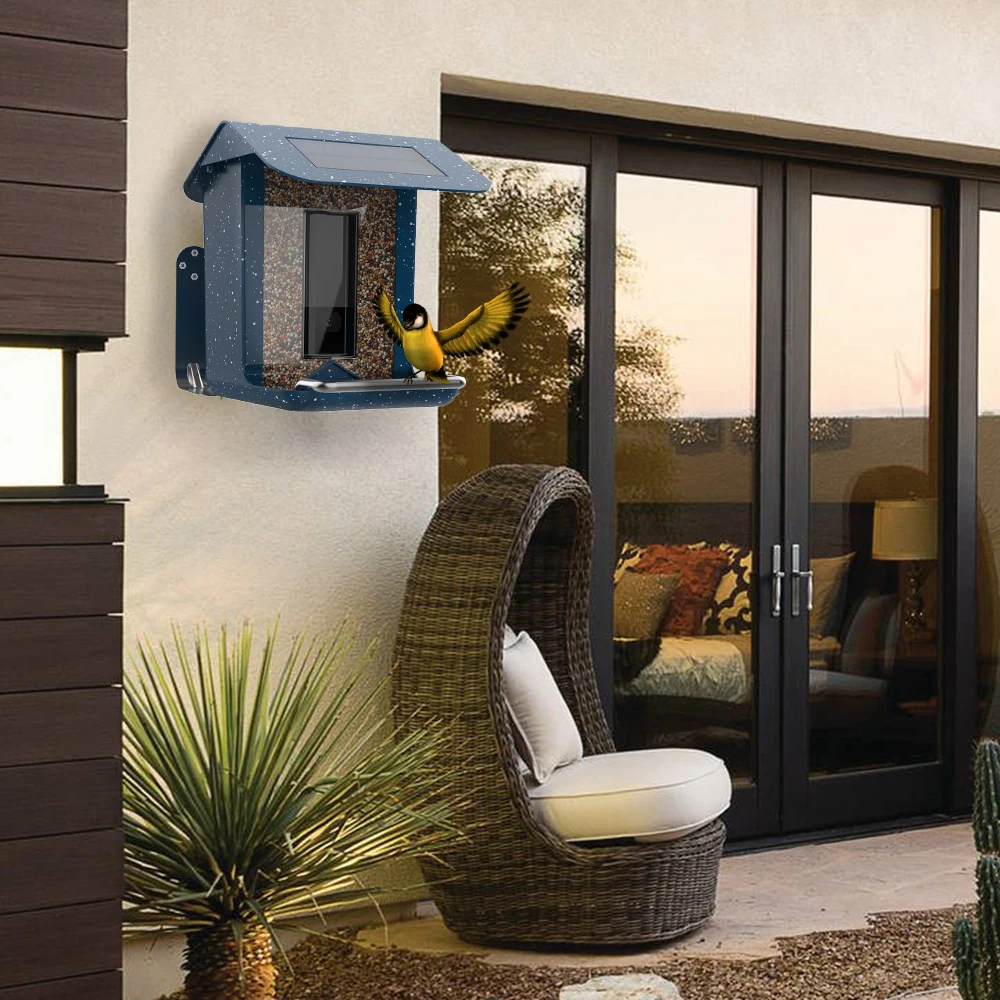 Bird watching smart feeder with camera for backyard garden wild bird feeding