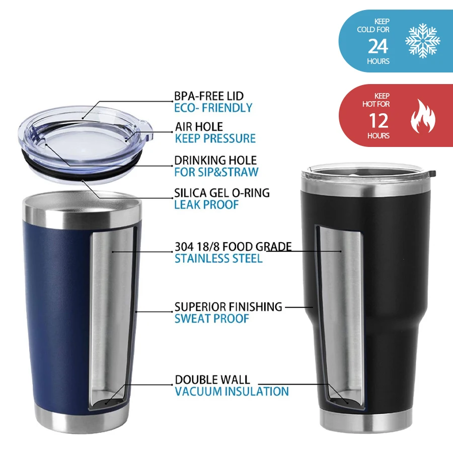 Custom Logo 30Oz Christmas Mug Powder Coated Double Wall Insulated Coffee Beer Travel Mug 20Oz  Stainless Steel Tumbler