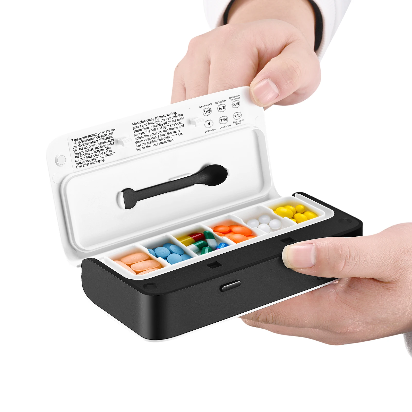 Высококачественная интеллектуальная портативная коробка для таблеток, будильник, коробка для таблеток с таймером
