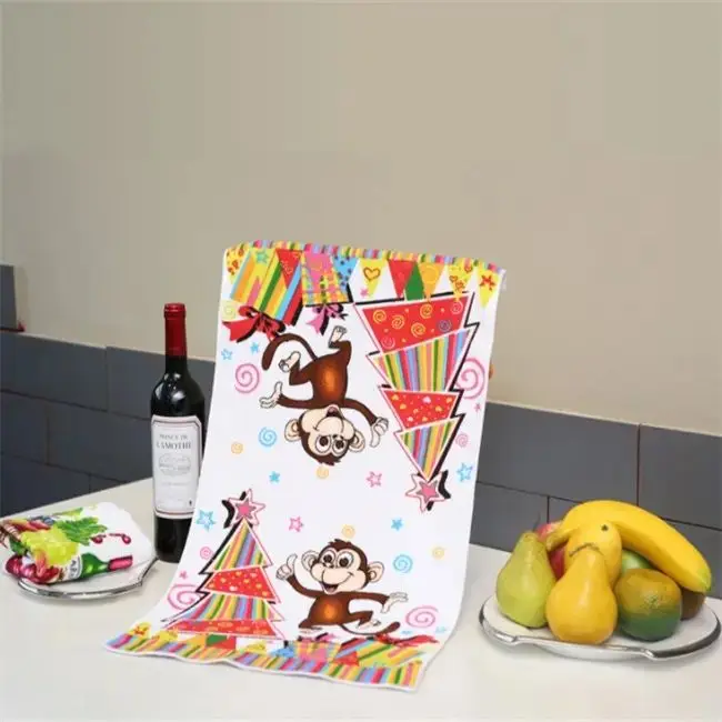 Factory Best Selling 100% Cotton Cleaning Kitchen Dish Towel Printed Dish Cloth Tea Towel Dinner Cotton Tea Towel Kitchen