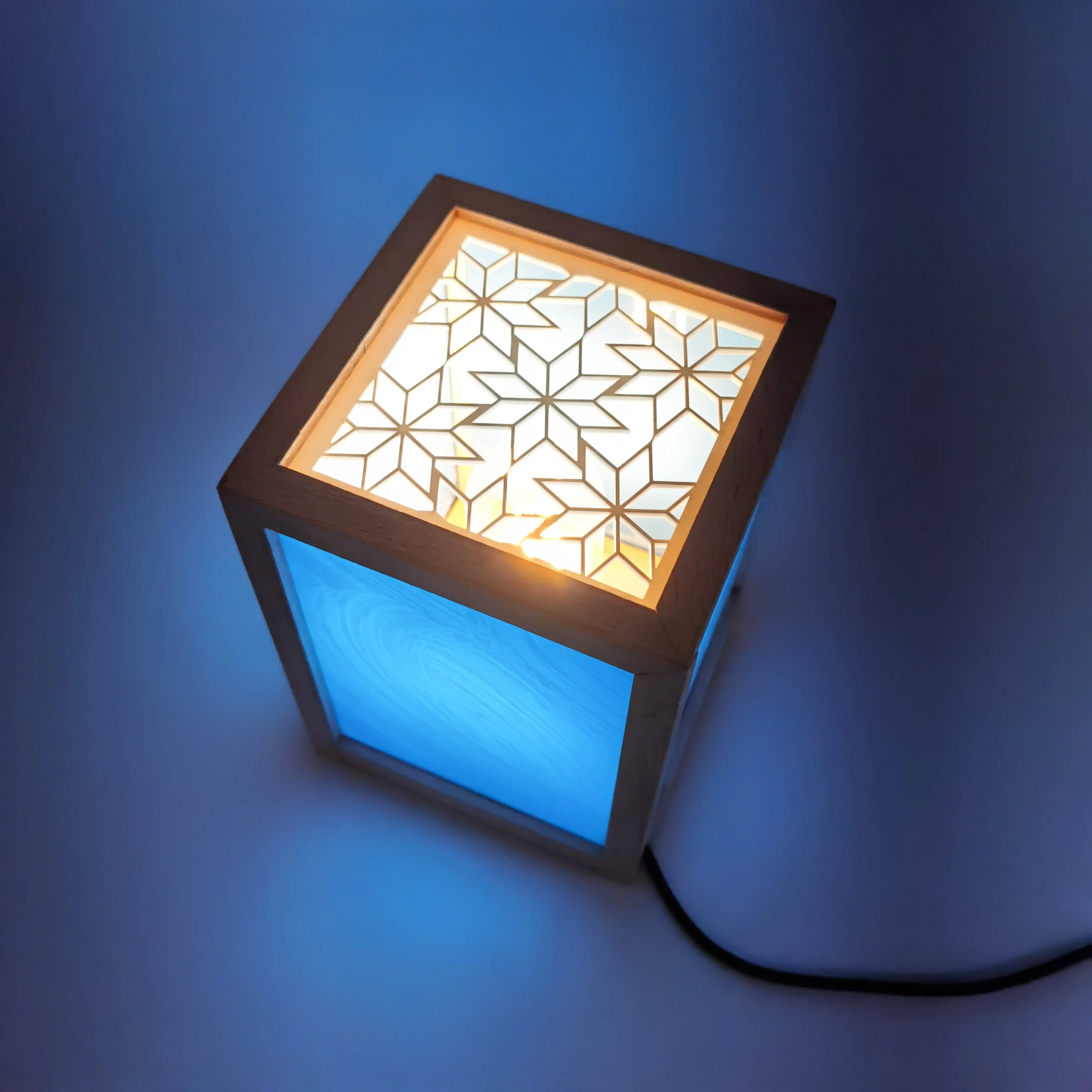 E27 LED Bulb Wooden Table Lamp Art Engrave Crafted Acrylic Modern Table Lamp For Living Room Bedroom Decoration